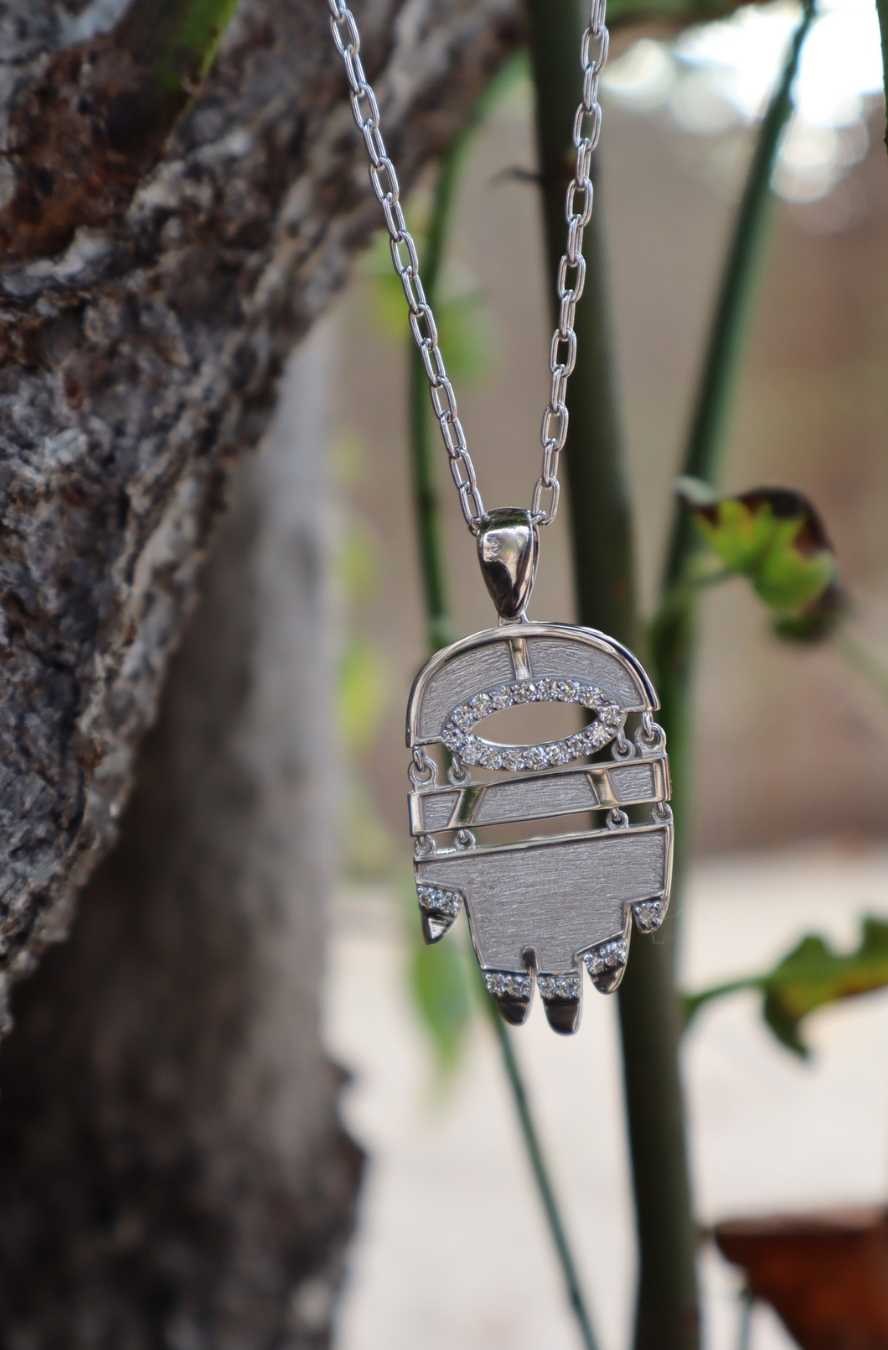 White Golden Hamsa w/ Diamonds