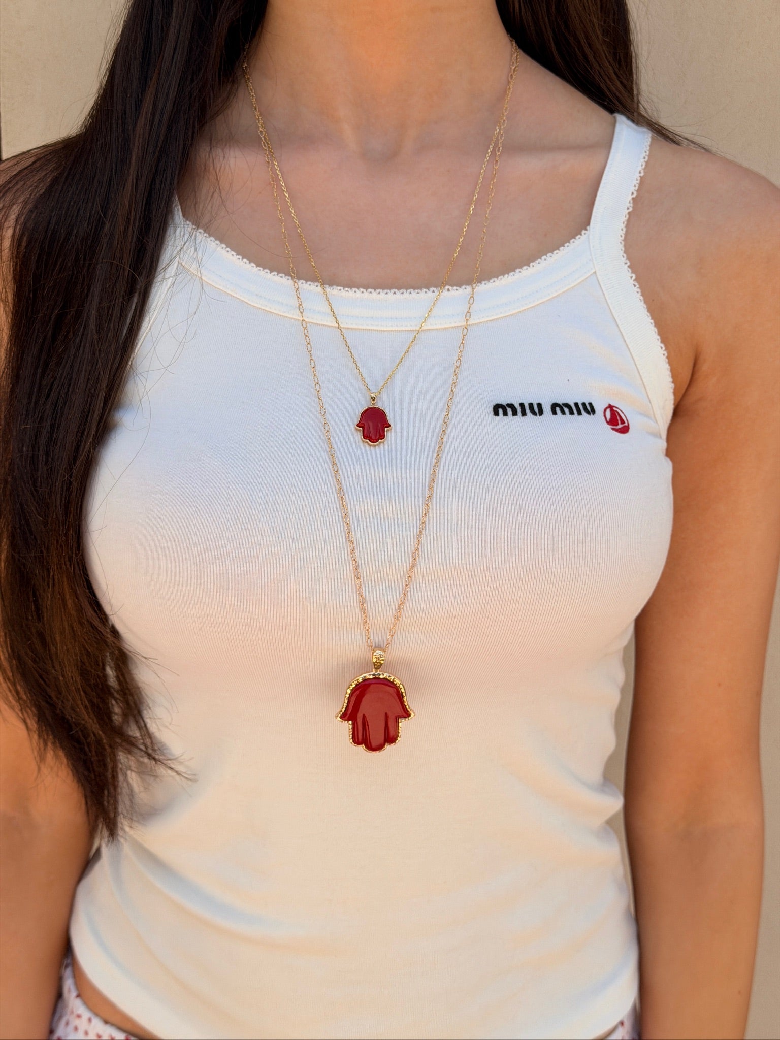 Petite Coral Precious Hamsa