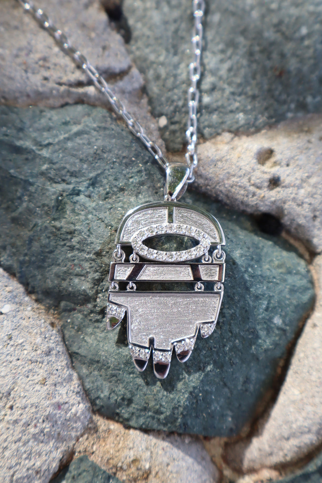 Petite White Golden Hamsa w/ Diamonds