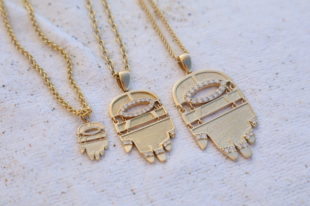 Petite Golden Hamsa w/ Diamonds