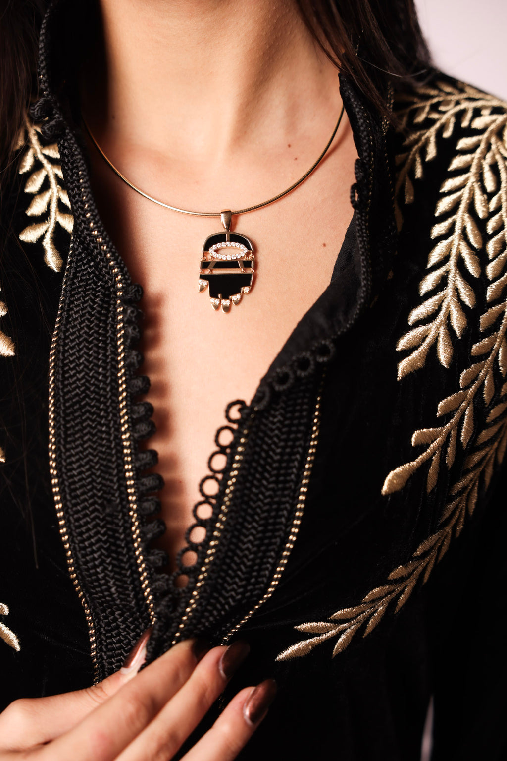 Noir Hamsa w/ Diamonds