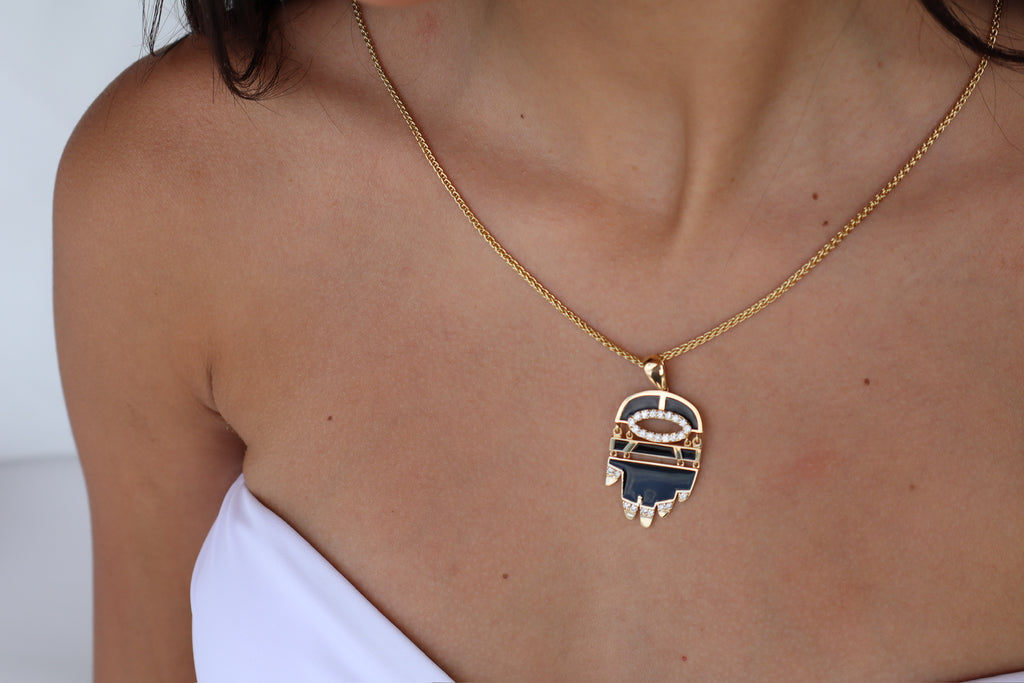 Noir Hamsa w/ Diamonds