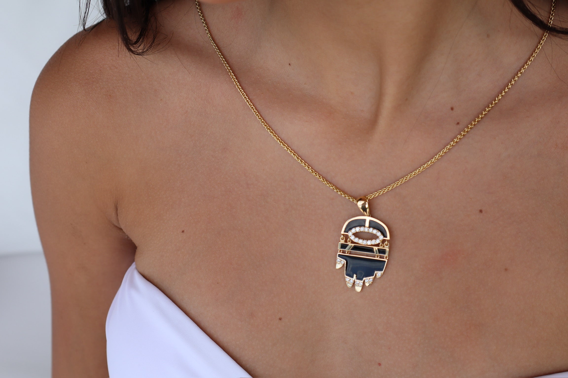 Noir Hamsa w/ Diamonds