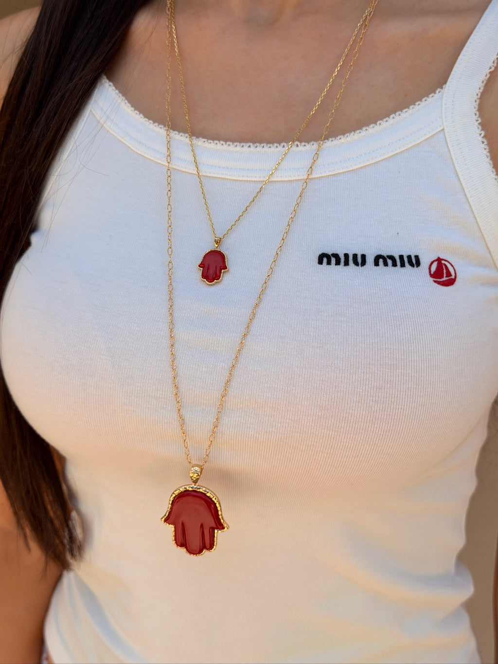 Petite Coral Precious Hamsa
