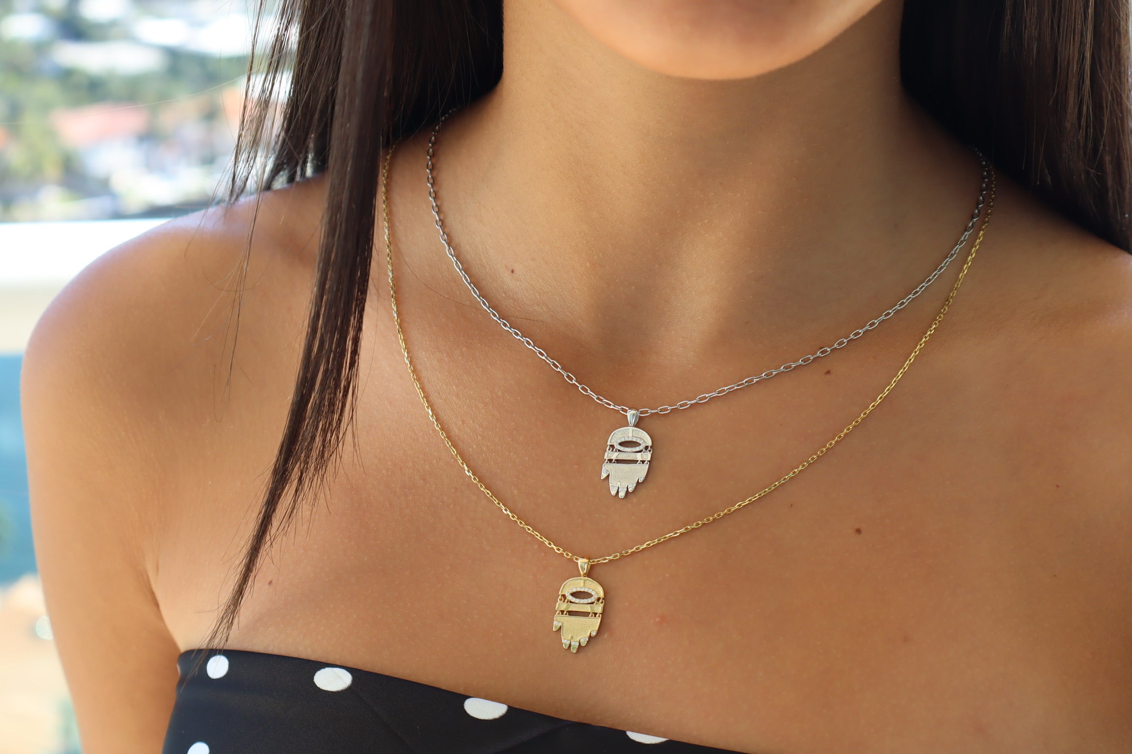 Petite Golden Hamsa w/ Diamonds