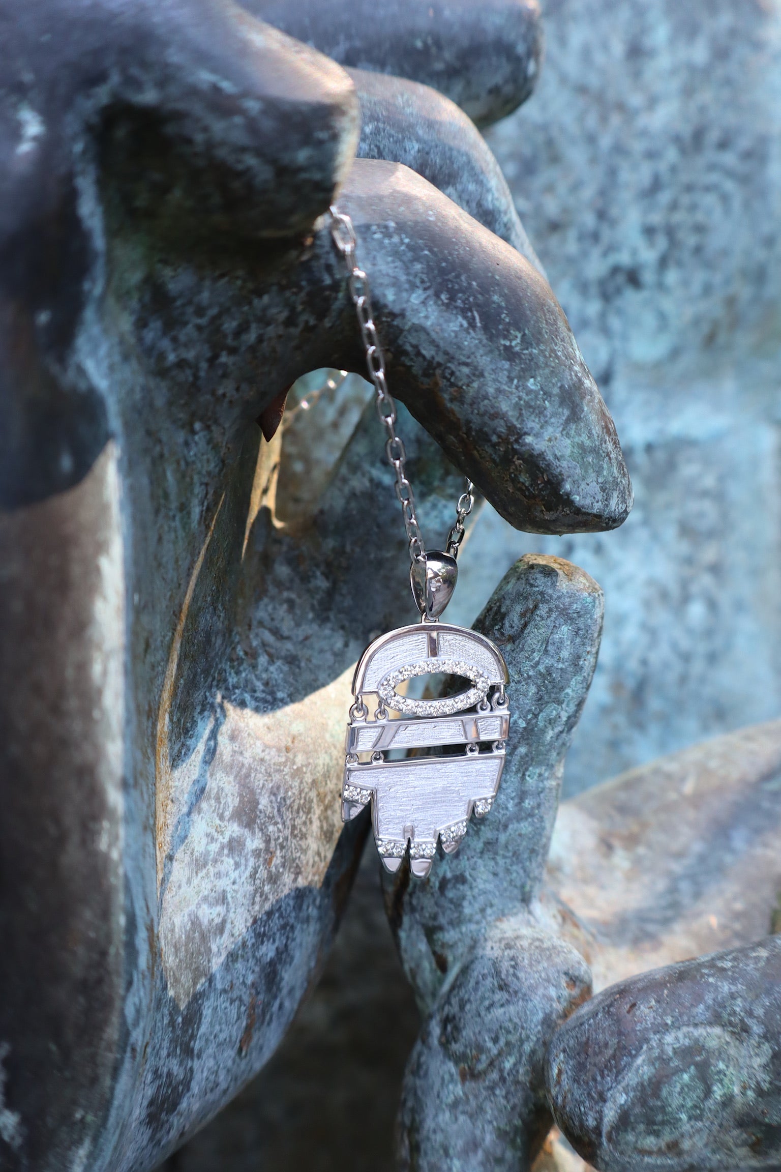 White Golden Hamsa w/ Diamonds