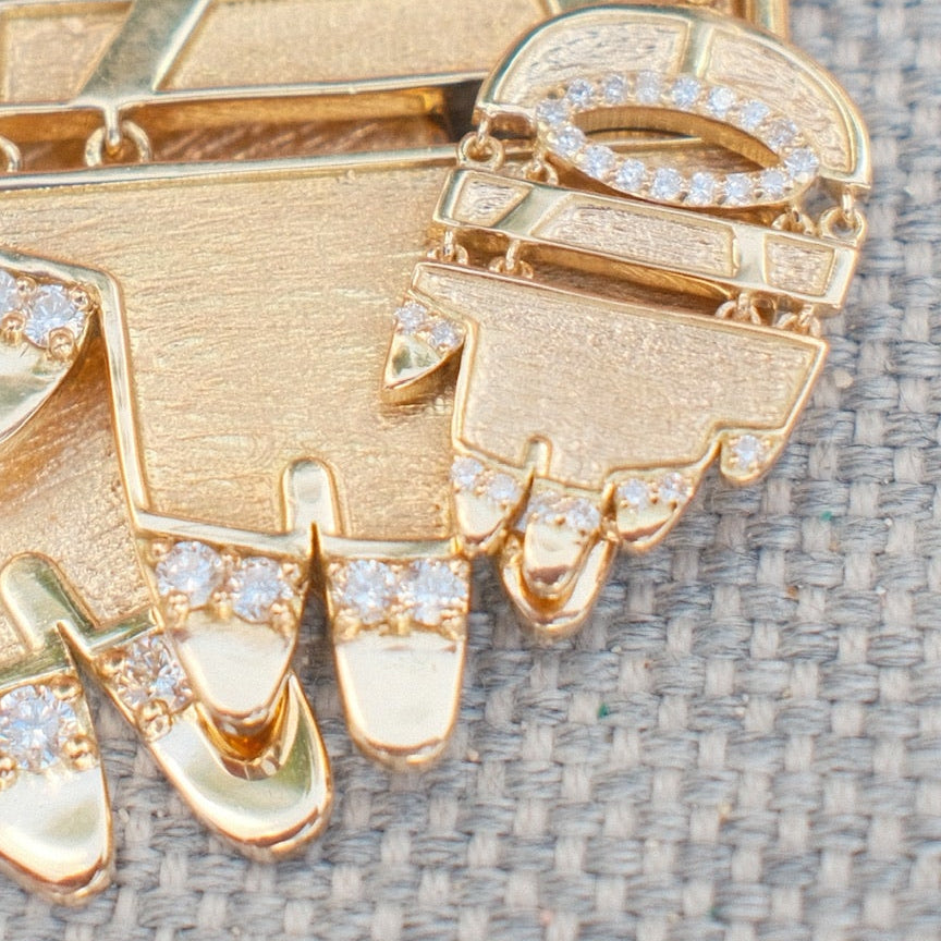 Petite Golden Hamsa w/ Diamonds