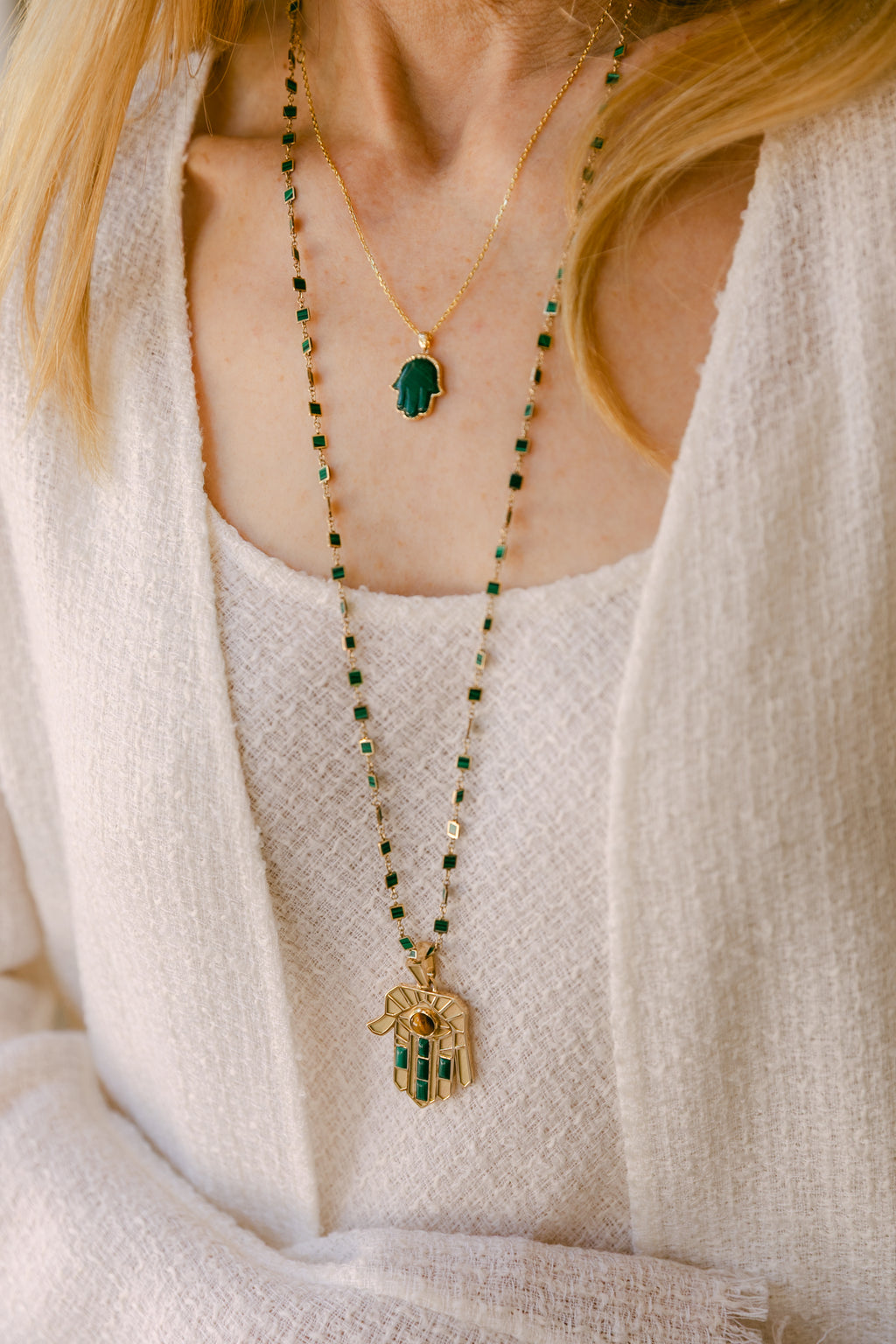 Petite Malachite Precious Hamsa