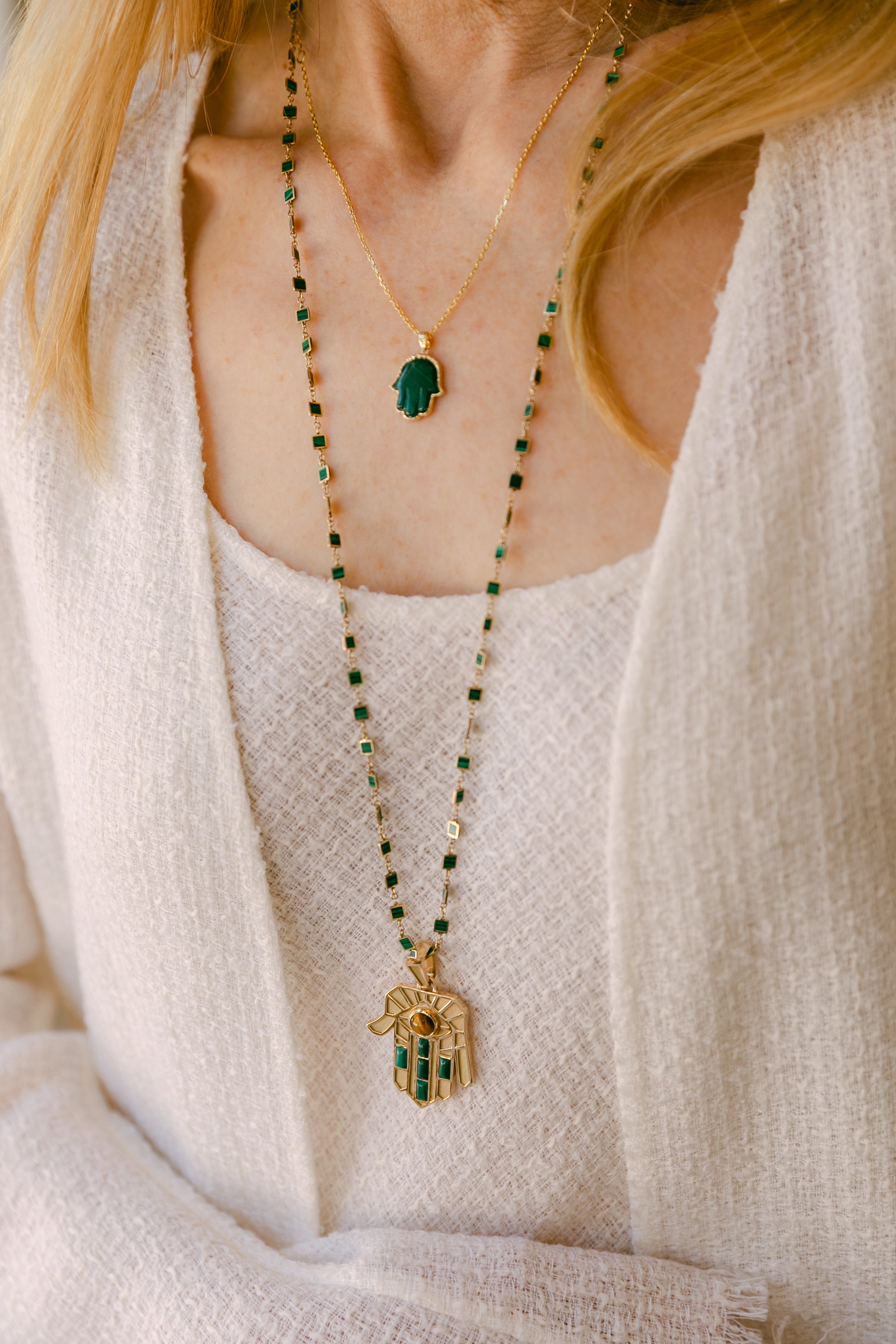 Petite Malachite Precious Hamsa