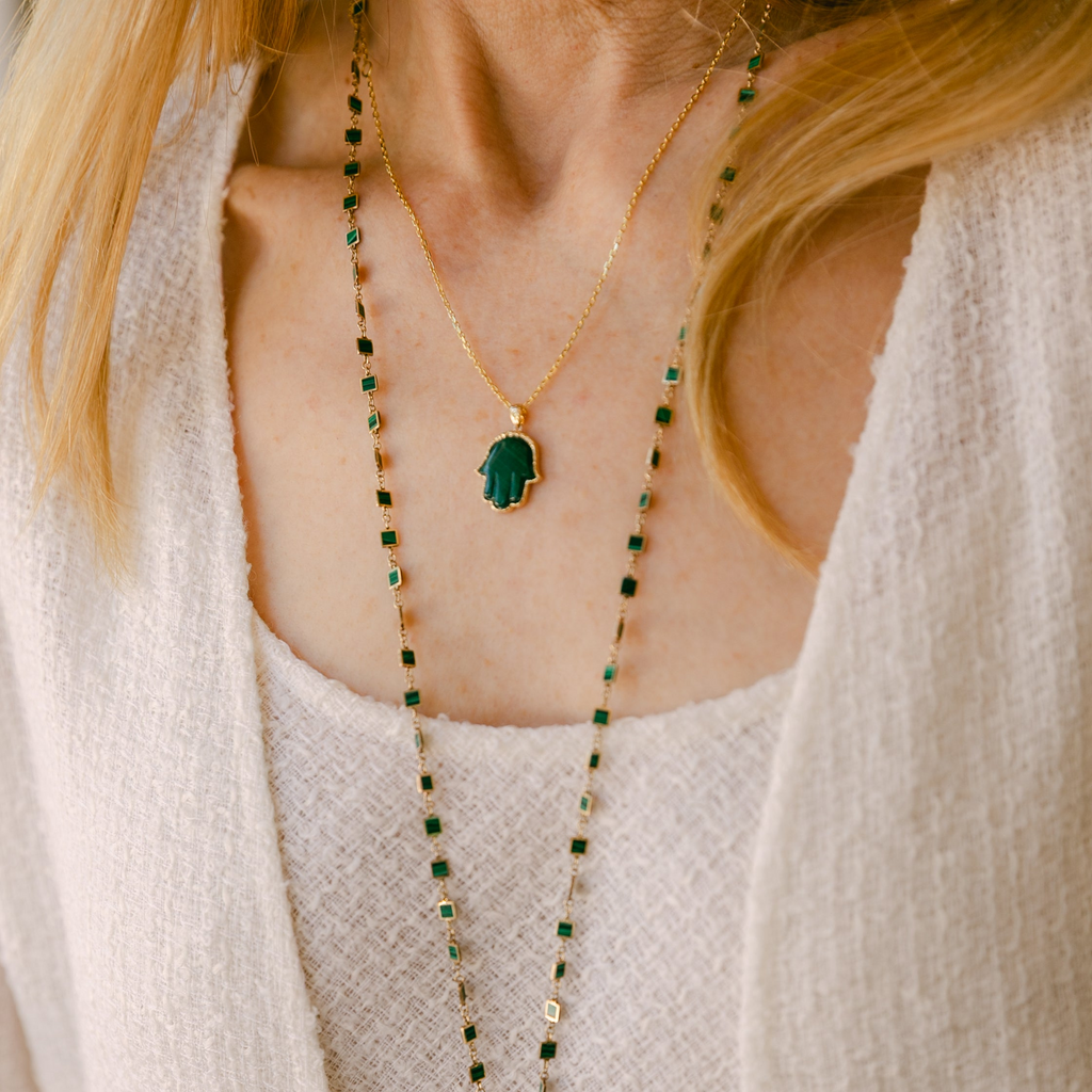 Petite Malachite Precious Hamsa