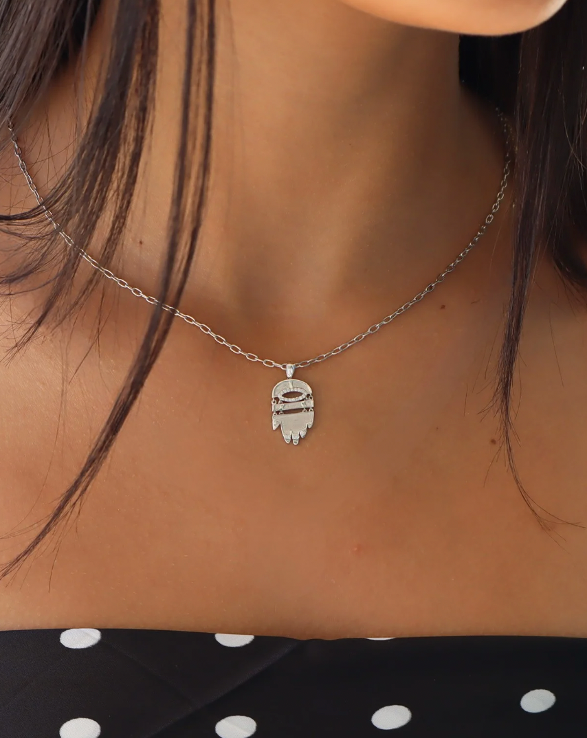 Petite White Golden Hamsa w/ Diamonds
