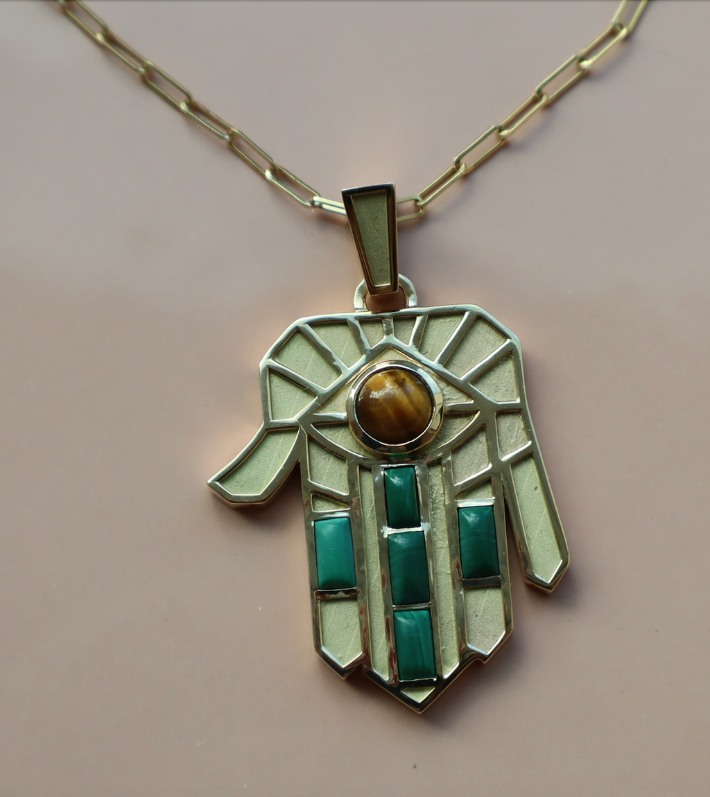 Tiger's Eye Guardian Hamsa