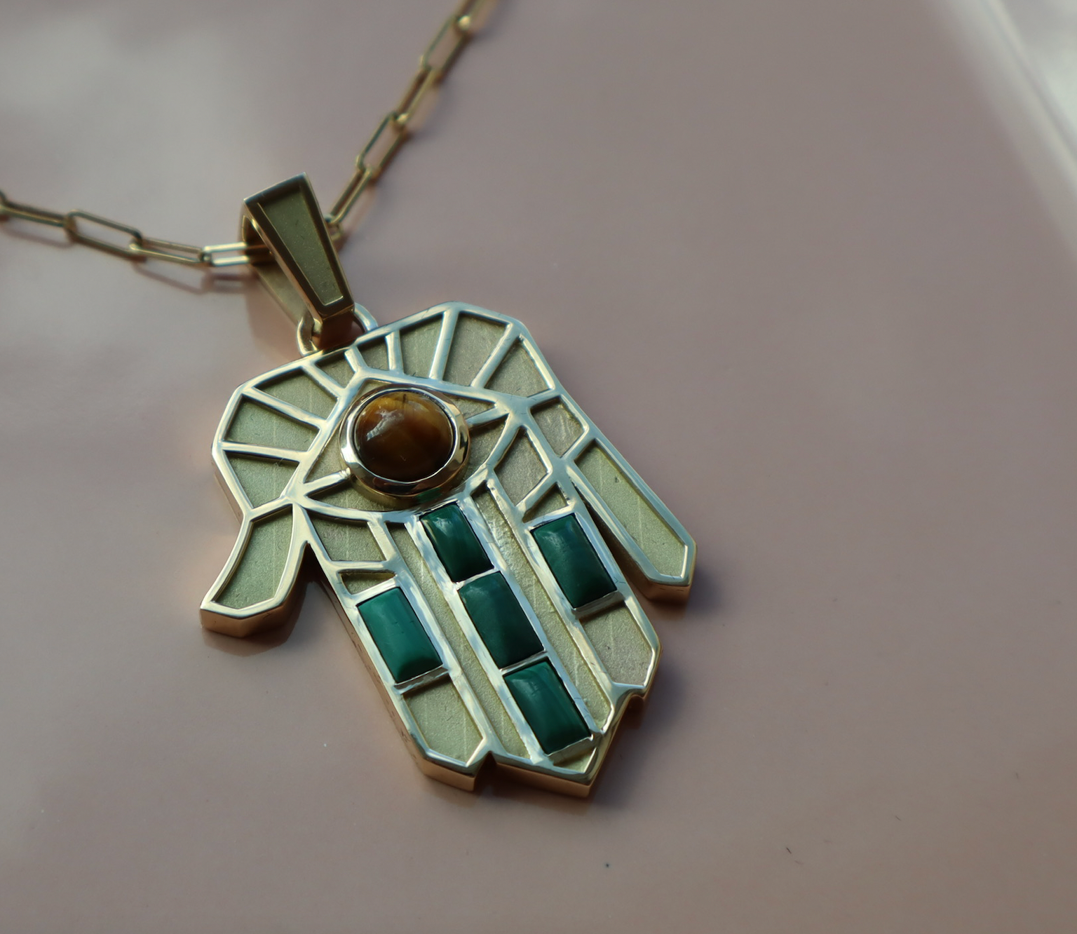Tiger's Eye Guardian Hamsa
