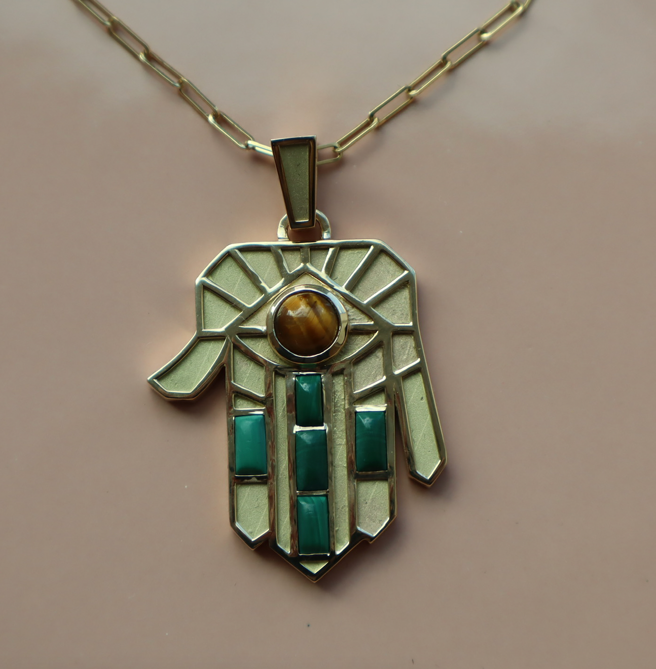 Tiger's Eye Guardian Hamsa