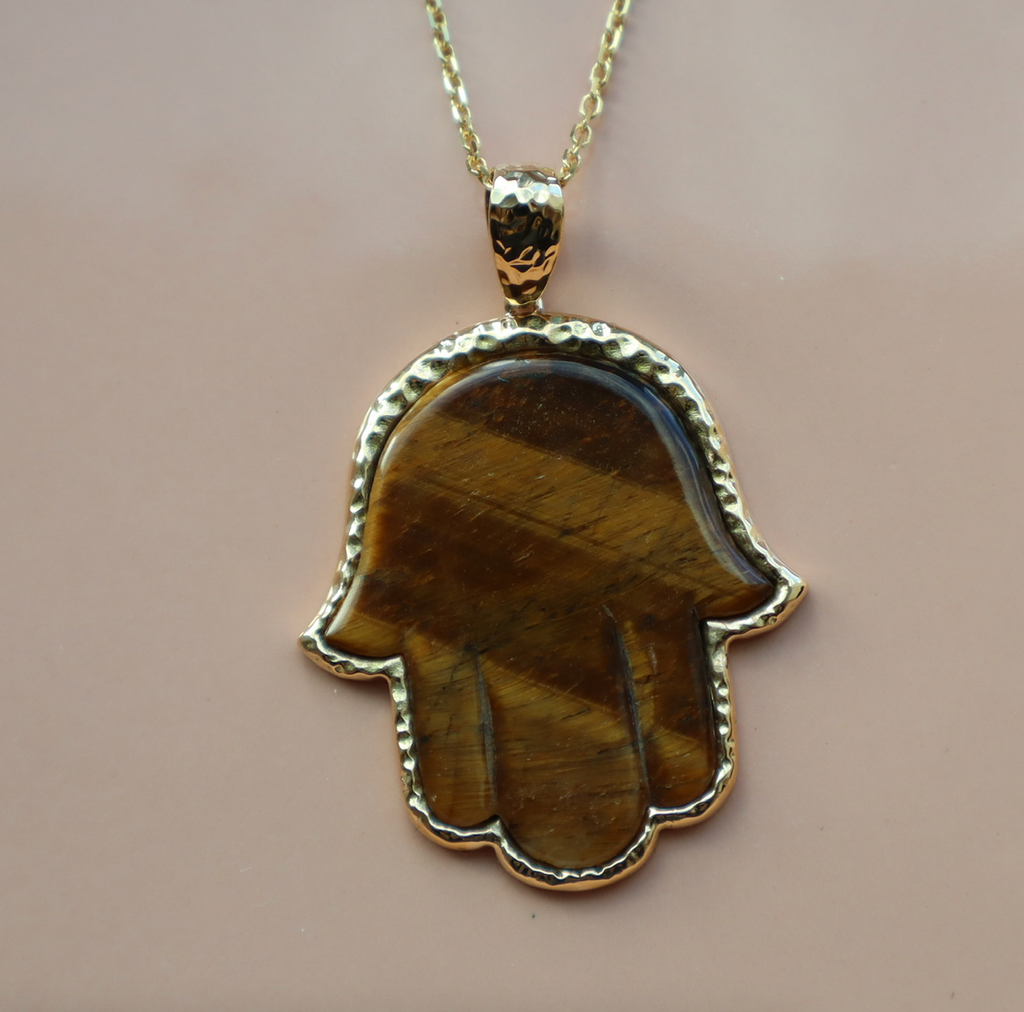 Tiger's Eye Precious Hamsa