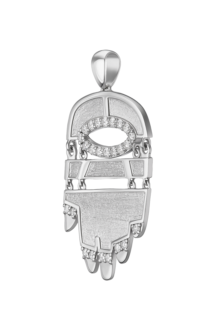 Grand White Golden Hamsa w/ Diamonds
