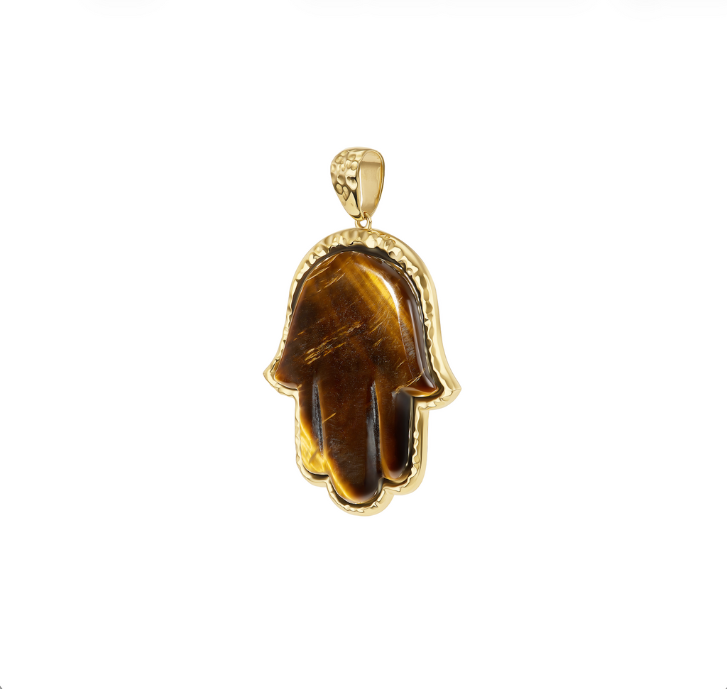 Tiger's Eye Precious Hamsa